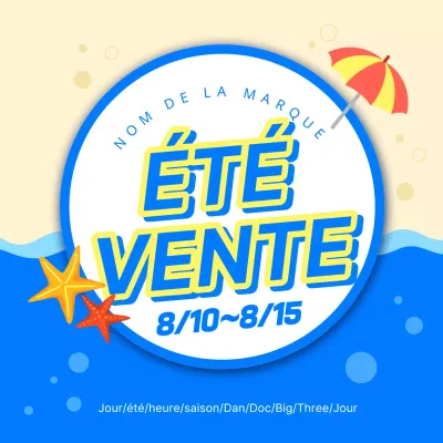 Titre principal de l'événement d'été avec des accents bleus et jaunes