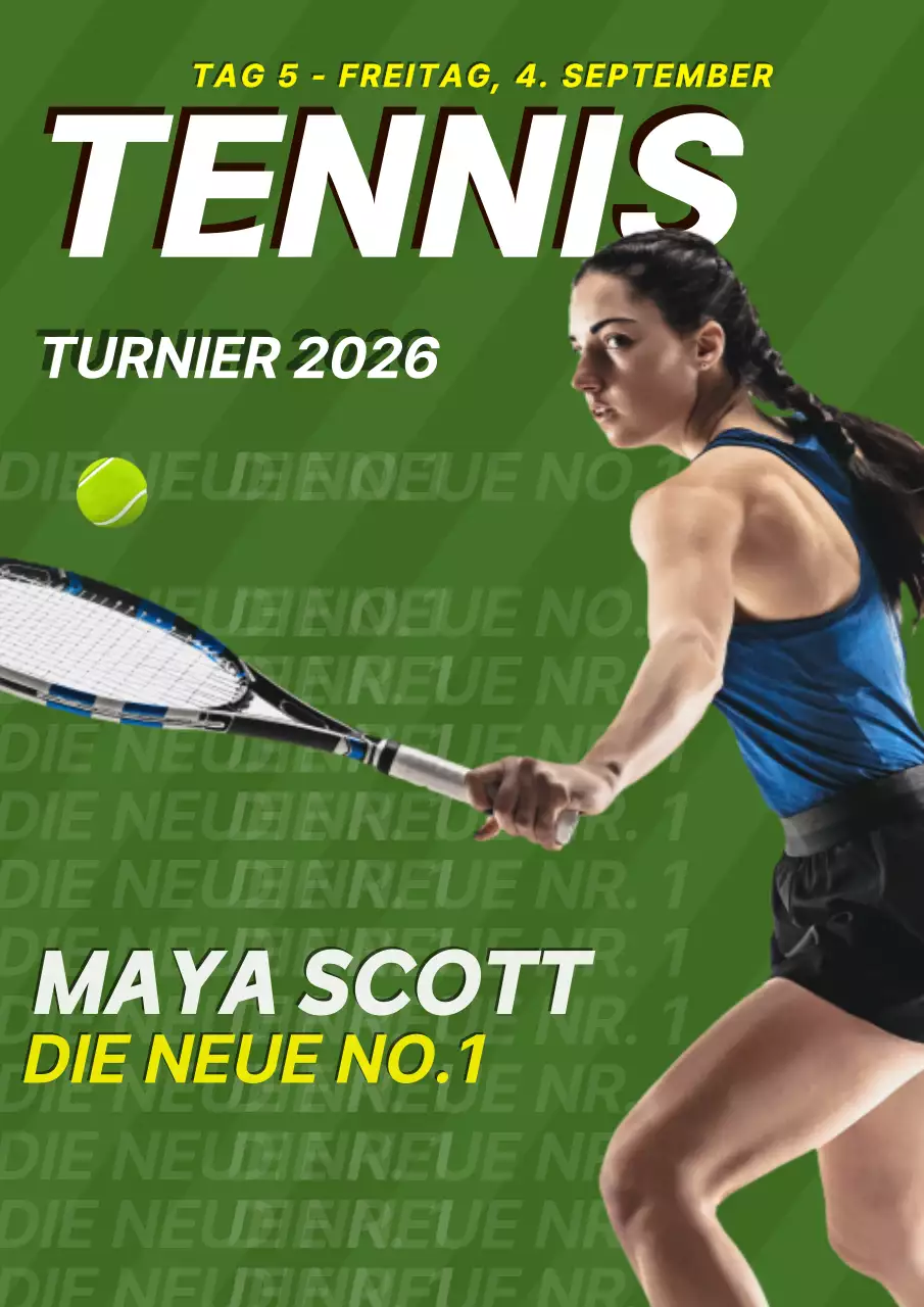 Grünes Poster für die modernen Tennismeisterschaften
