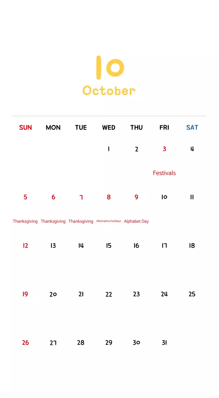 New Year's calendar with cute illustrations