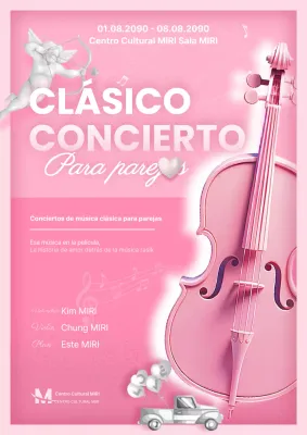 Promocione conciertos de música vintage en rosa y gris