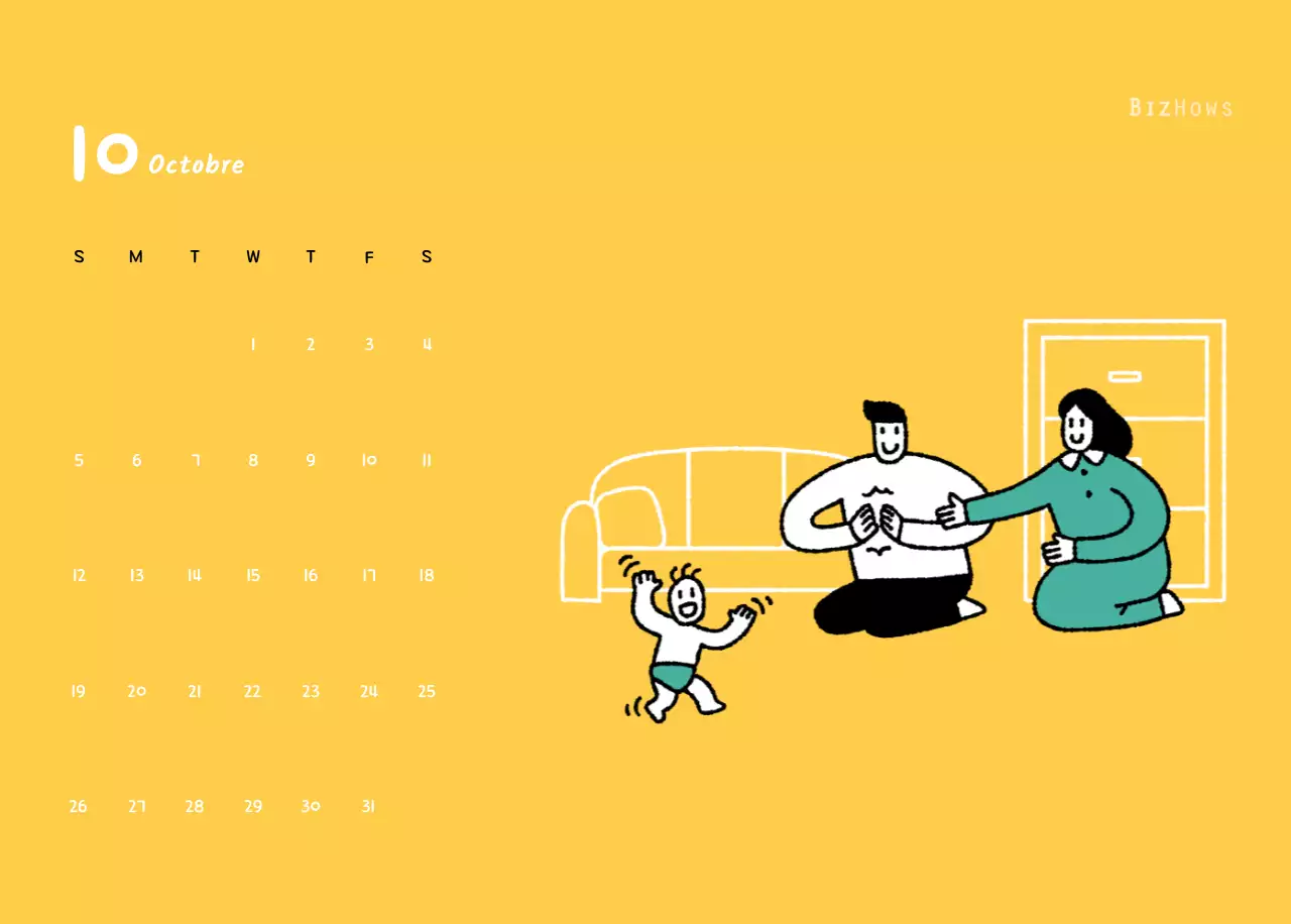 Calendrier du Nouvel An avec de jolies illustrations