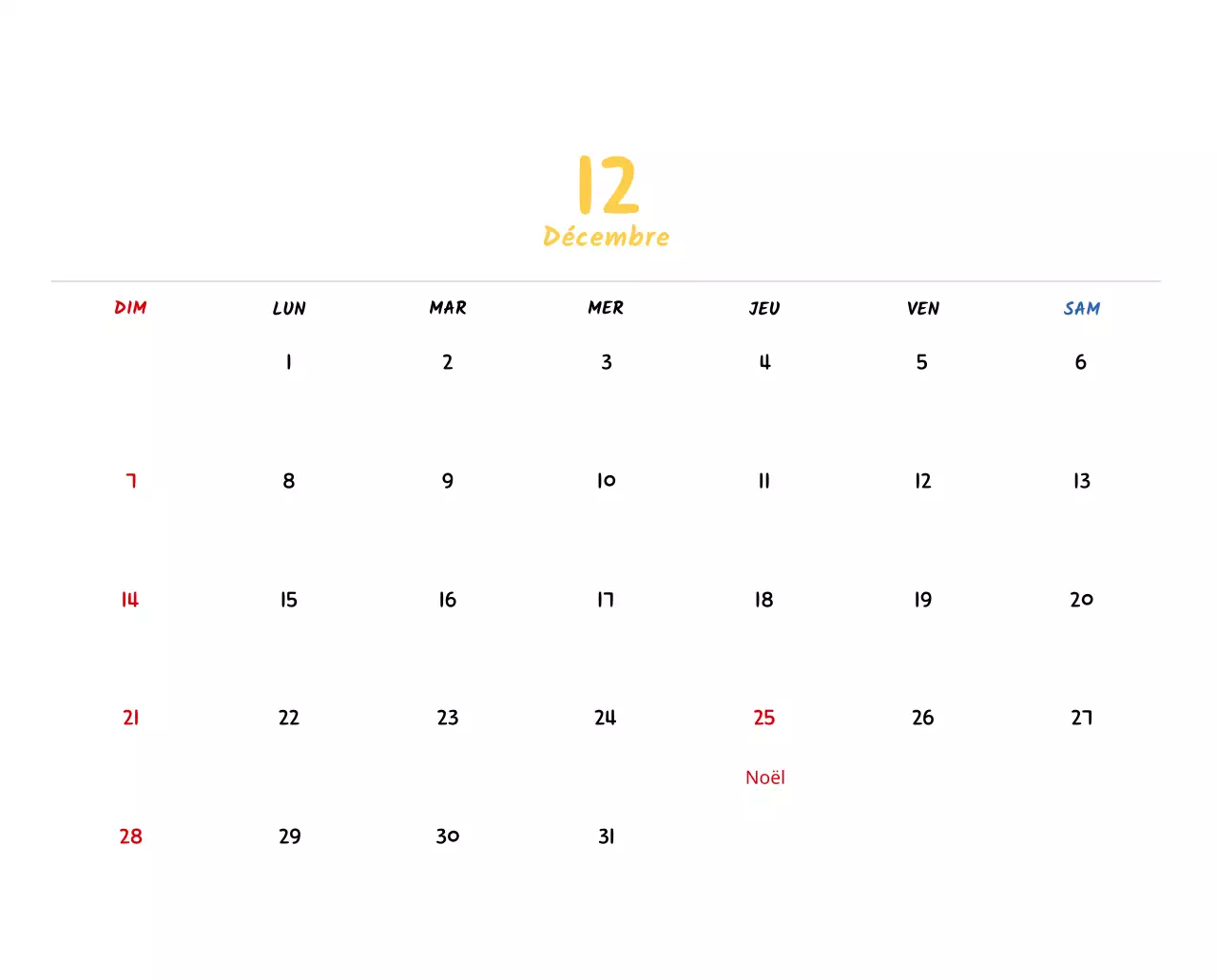 Calendrier du Nouvel An avec de jolies illustrations
