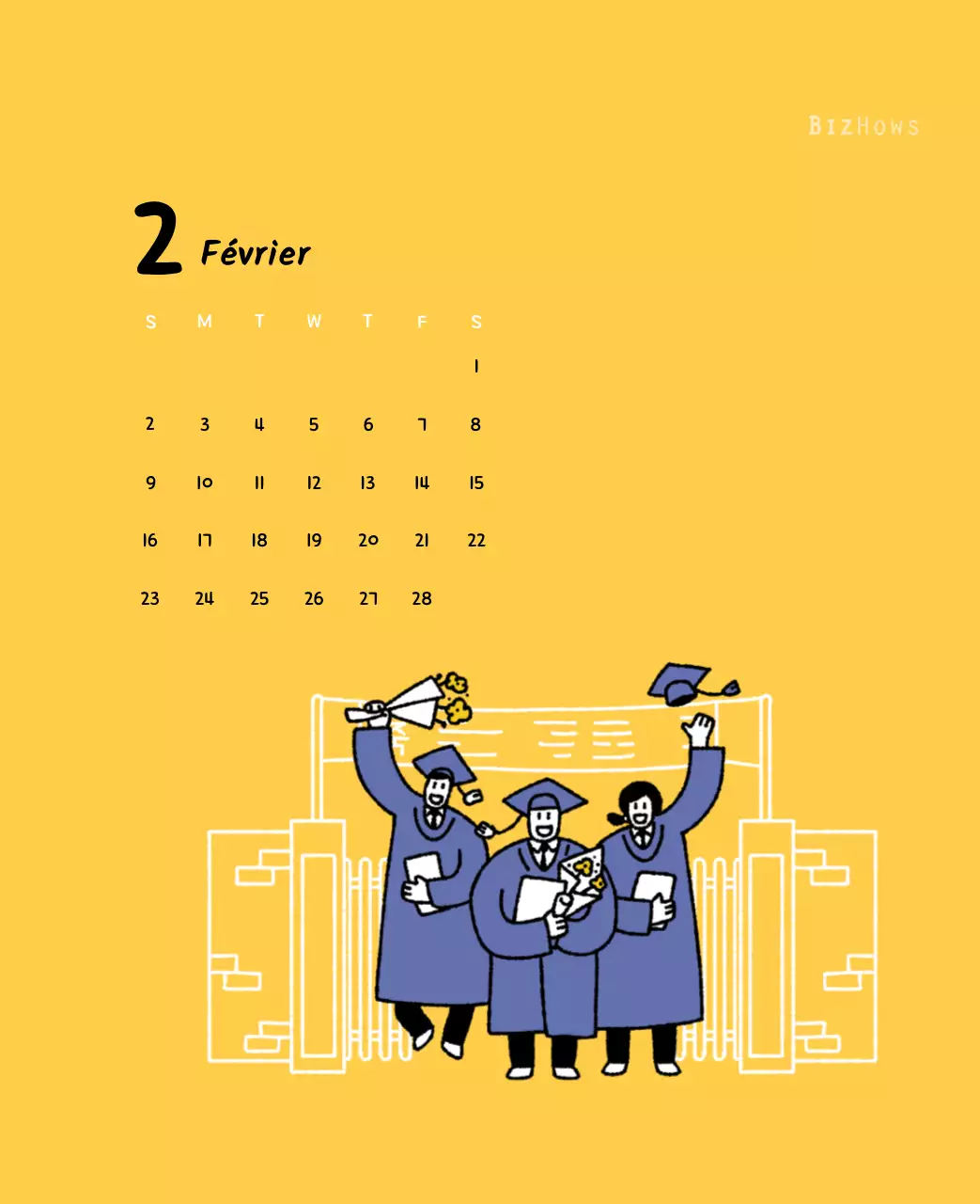 Calendrier du Nouvel An avec de jolies illustrations