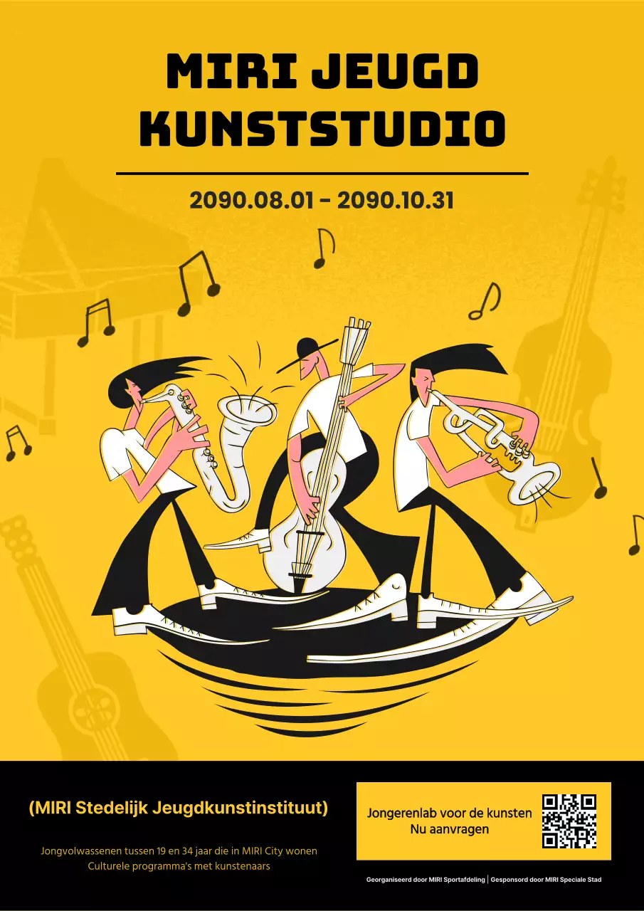 Promoot een knal van geel en zwarte muzikale optredens