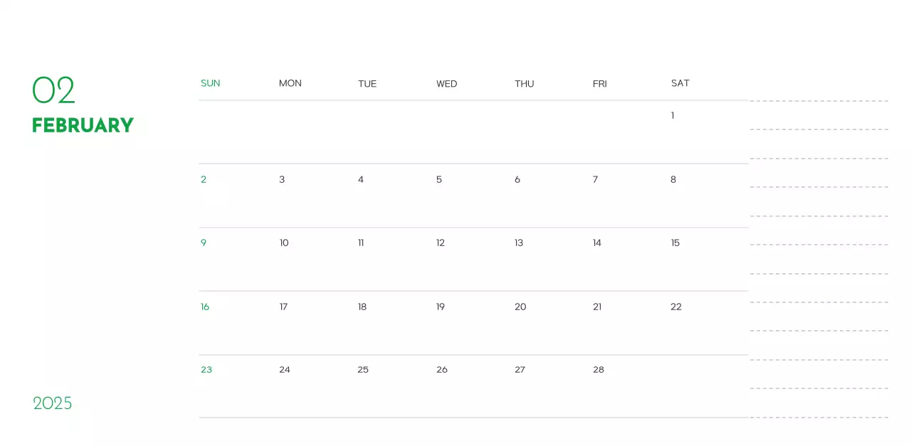 緑色のポイントカラーに子犬の写真とかわいいメッセージの入ったカレンダー