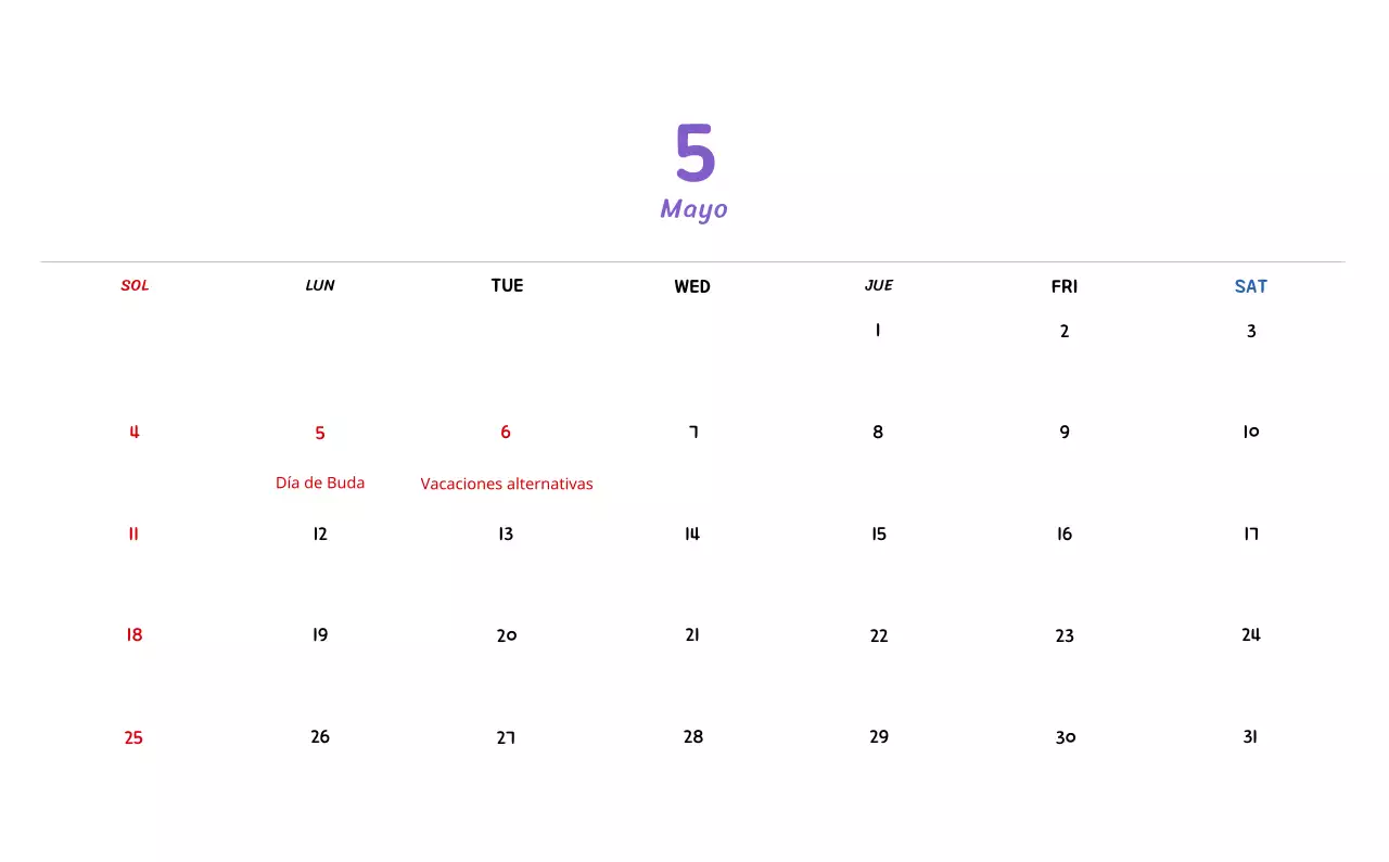 Calendario de Año Nuevo con simpáticas ilustraciones