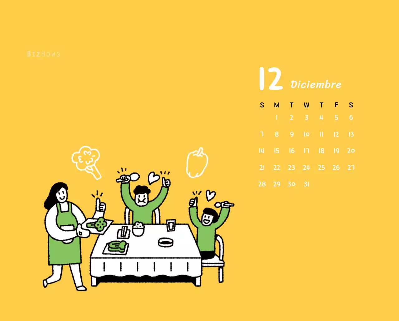 Calendario de Año Nuevo con simpáticas ilustraciones