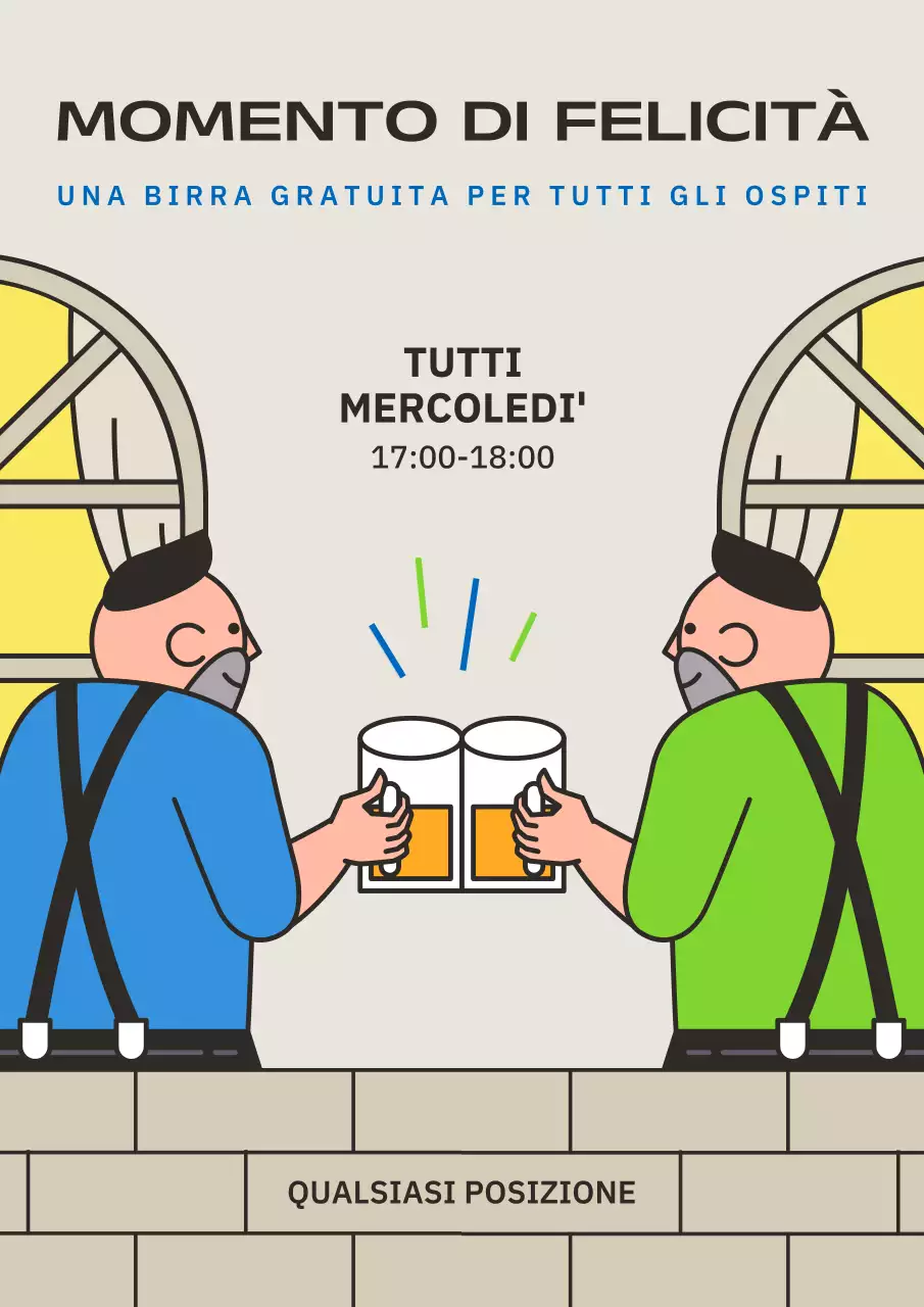 Promuovere un moderno happy hour in blu e verde lime