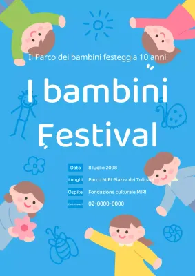 Promuovere un festival per bambini di colore azzurro