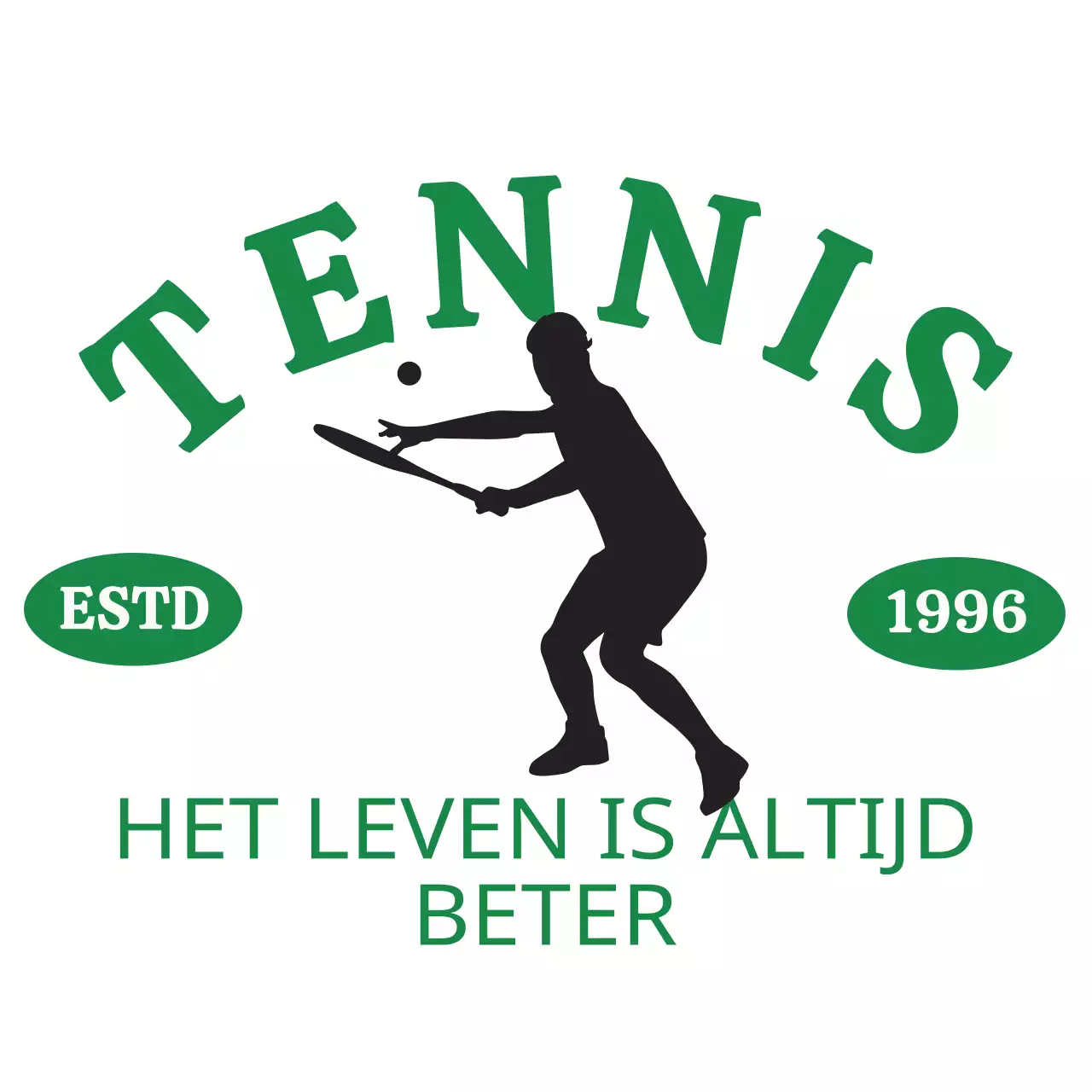 Tennisclub in groen en zwart met een vintage uitstraling