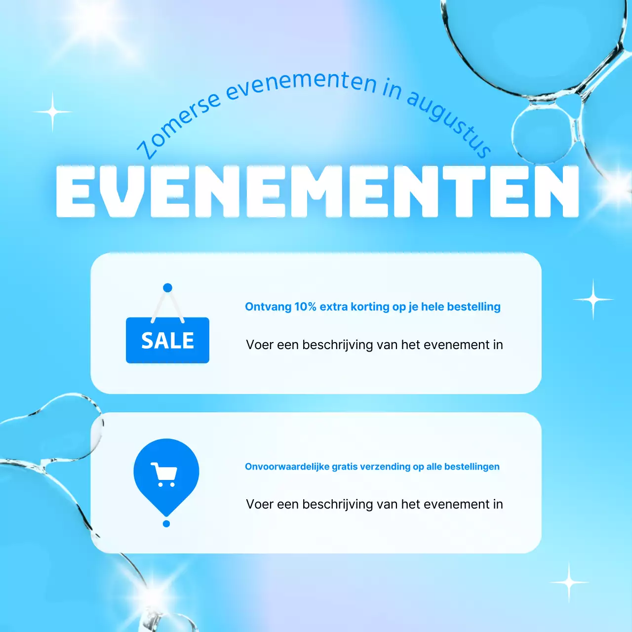 Promoot een mooi zomerevenement in blauw en wit