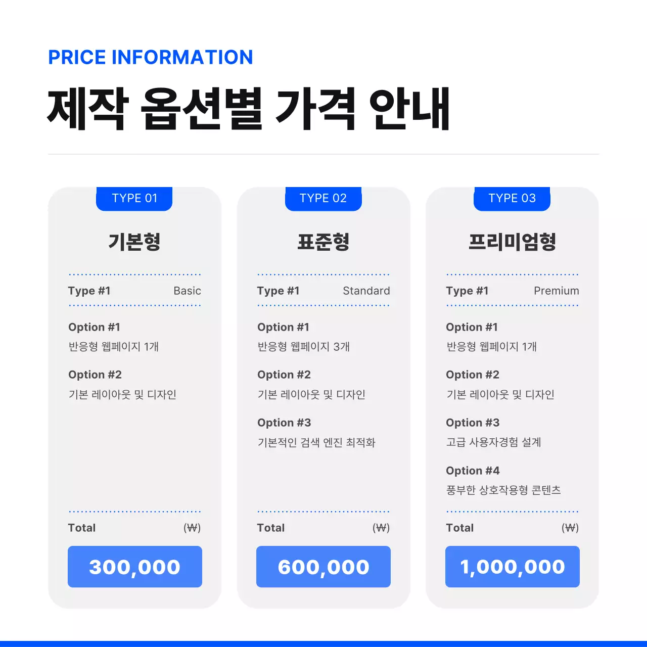 파랑과 검정의 심플한 홈페이지 제작대행사 홍보