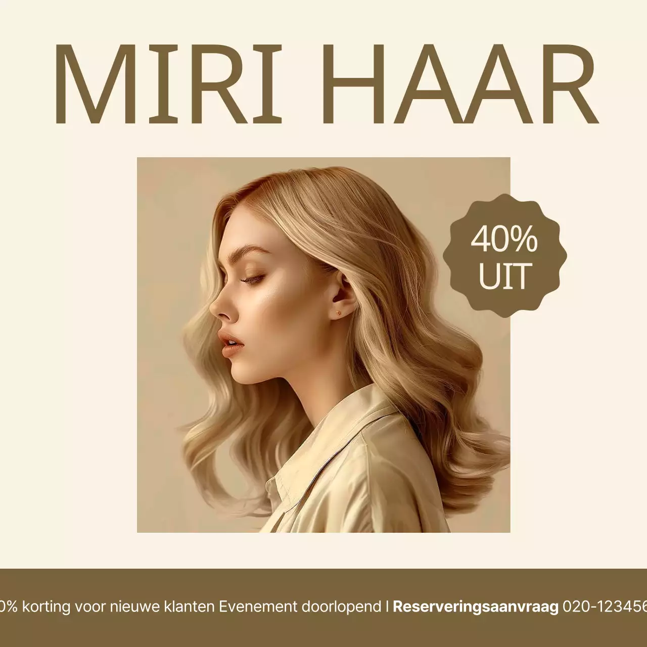 Promoot een eenvoudige korting in beige