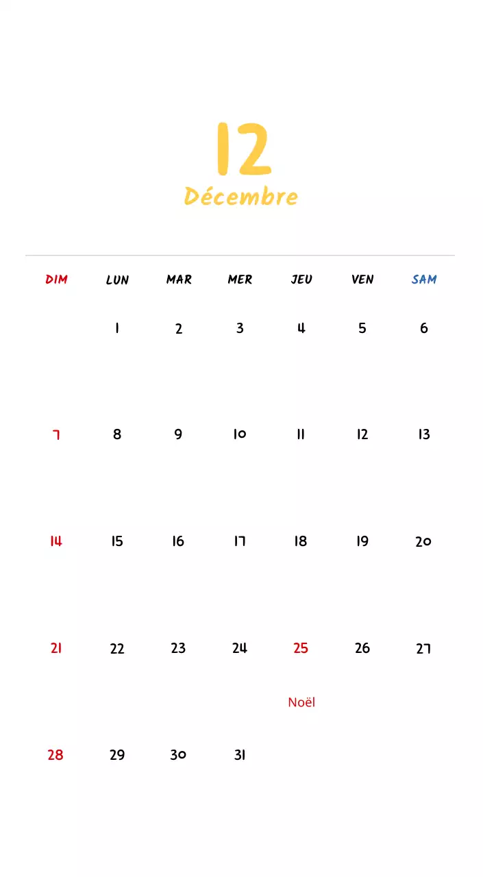 Calendrier du Nouvel An avec de jolies illustrations