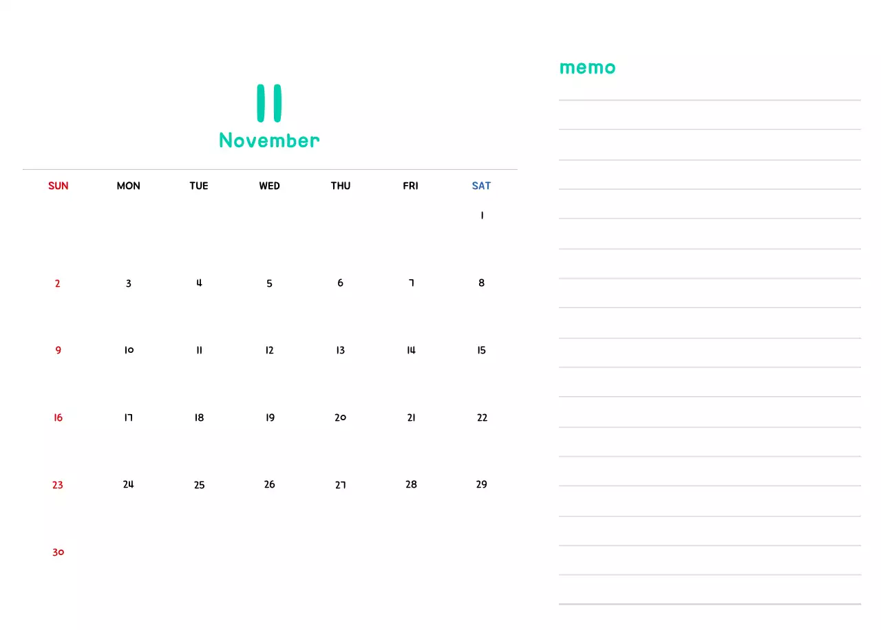 New Year's calendar with cute illustrations