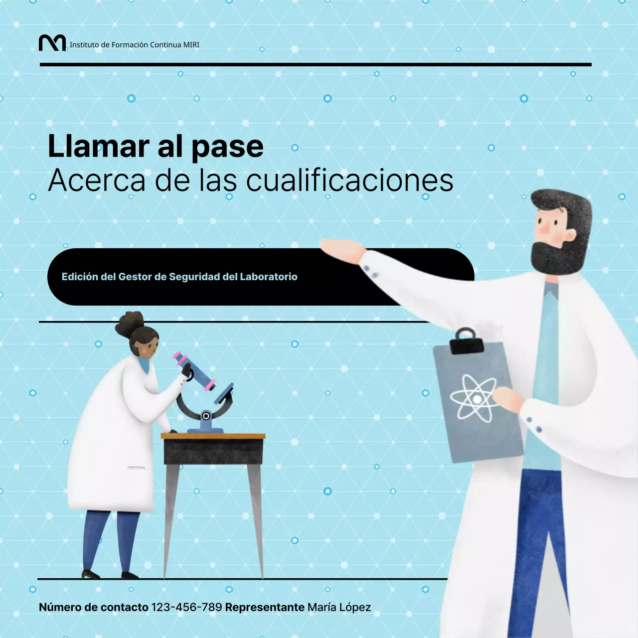 Guía sencilla de certificación de oficiales de seguridad de laboratorio en negro y azul claro