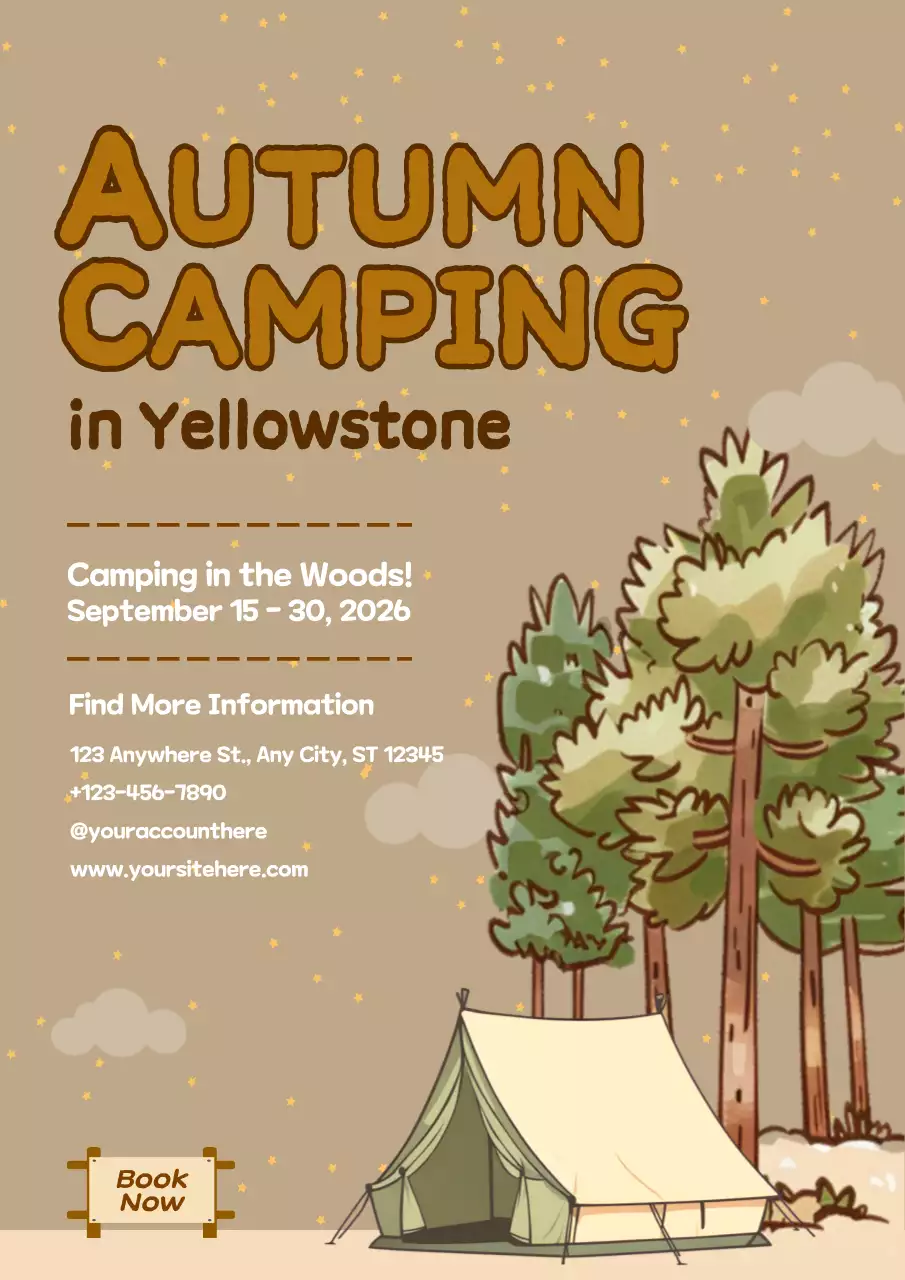 Beige Rustic Camping Event Poster