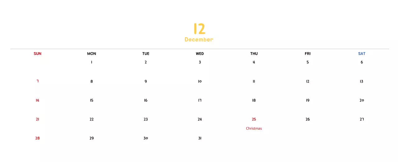 New Year's calendar with cute illustrations