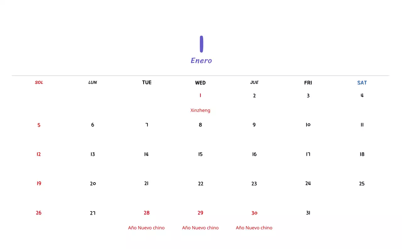 Calendario de Año Nuevo con simpáticas ilustraciones