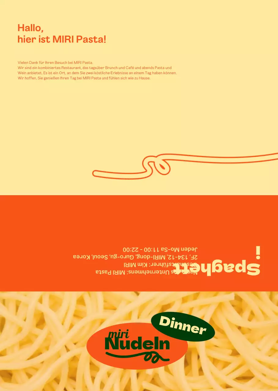 Über das schicke Pasta-Menü in Orange und Elfenbein