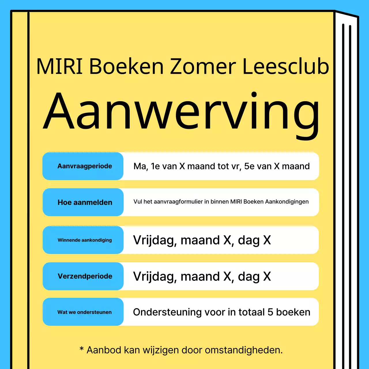 Promoot een minimalistische zomerboekenclub in geel en blauw