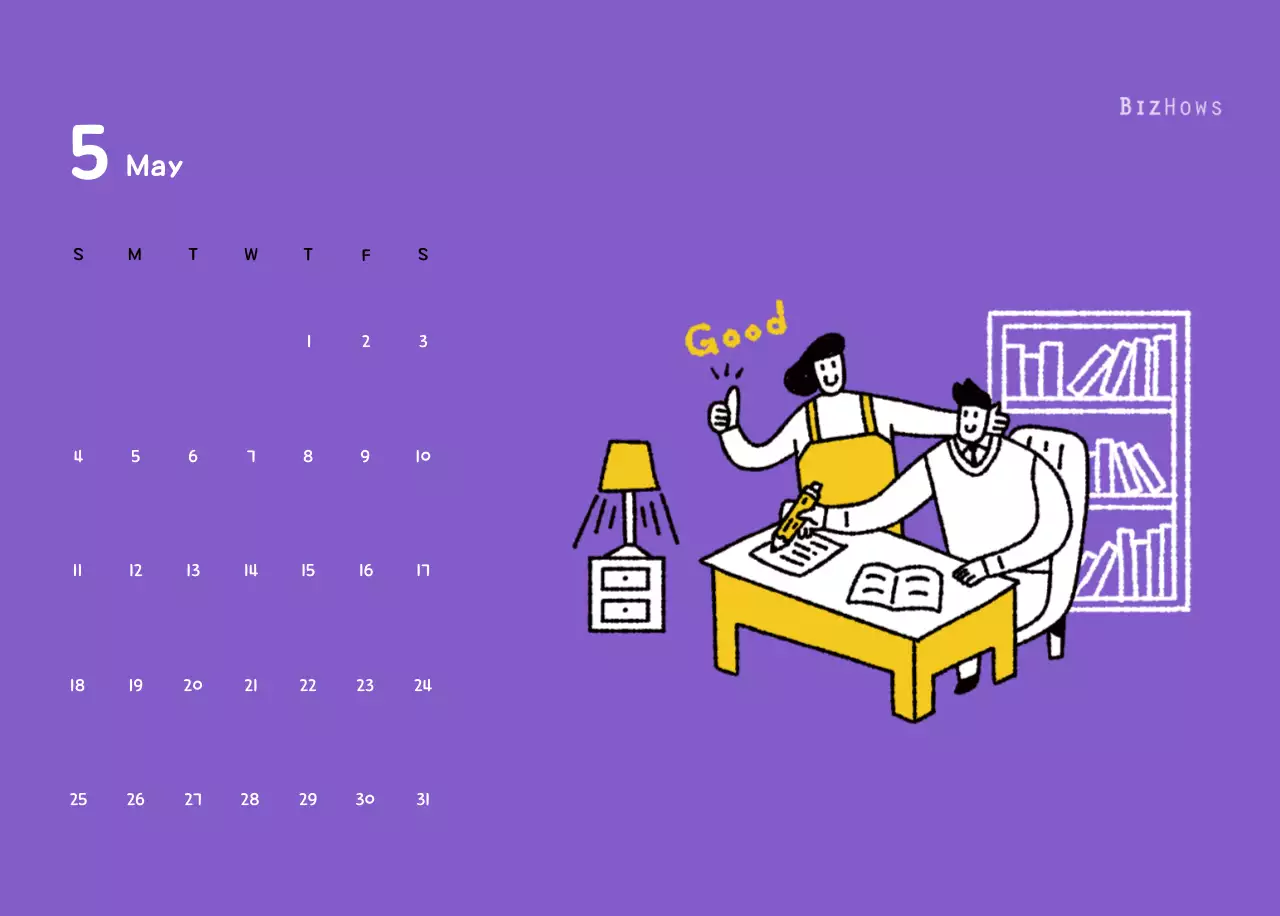 New Year's calendar with cute illustrations