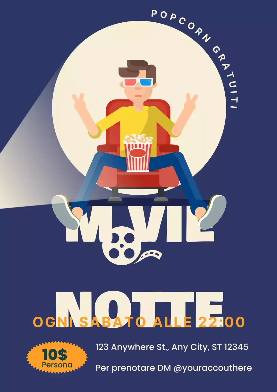 Promuovete un'accogliente serata al cinema in blu e giallo