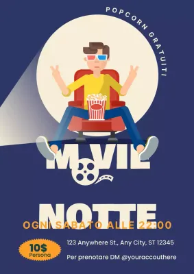 Promuovete un'accogliente serata al cinema in blu e giallo