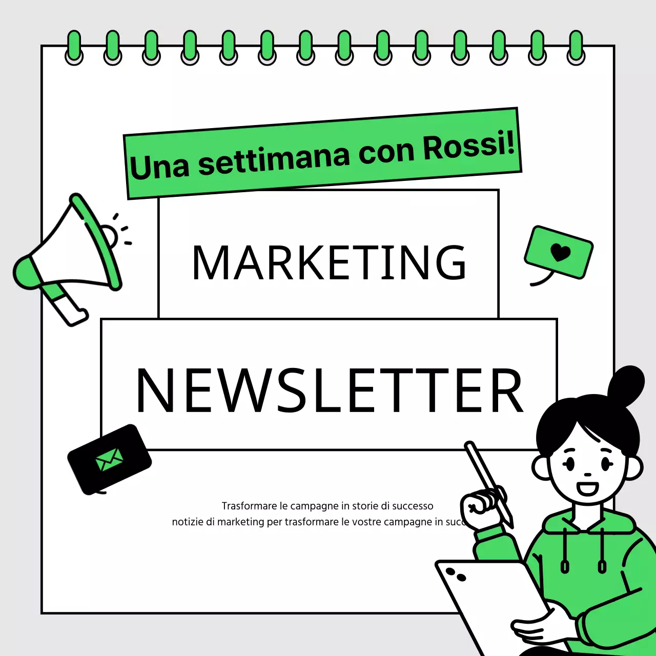 Una newsletter di riferimento per il marketing verde lime e minimalista