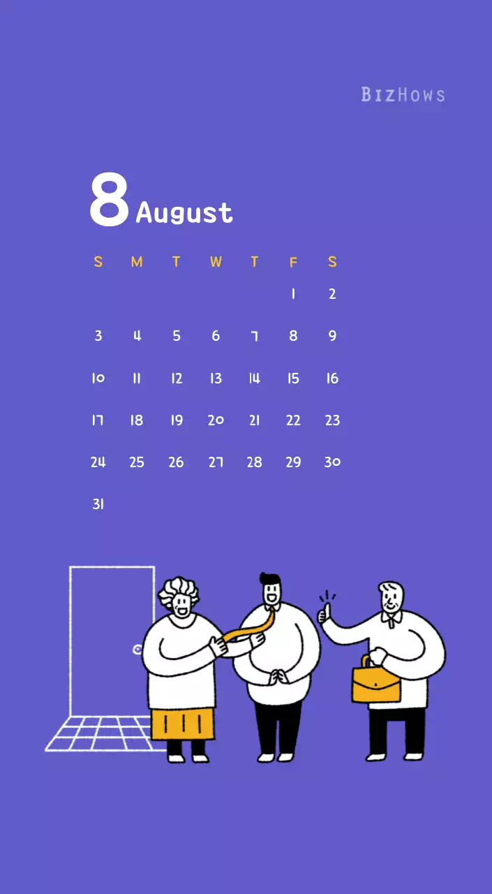 New Year's calendar with cute illustrations