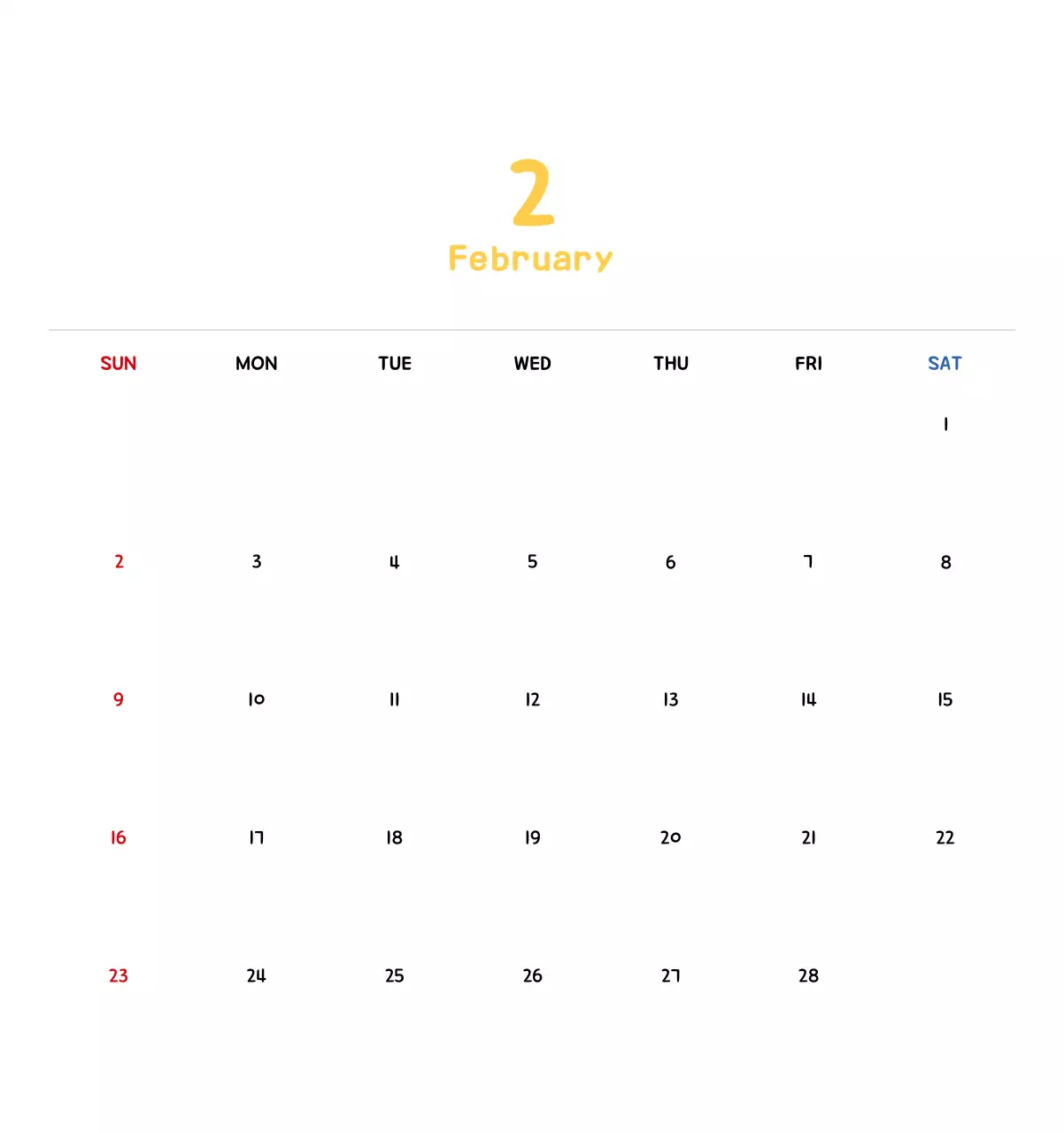 New Year's calendar with cute illustrations