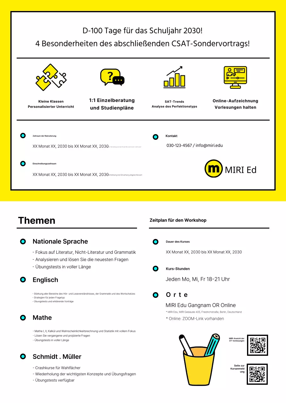 Übersichtliche SATs-Schulbroschüre
