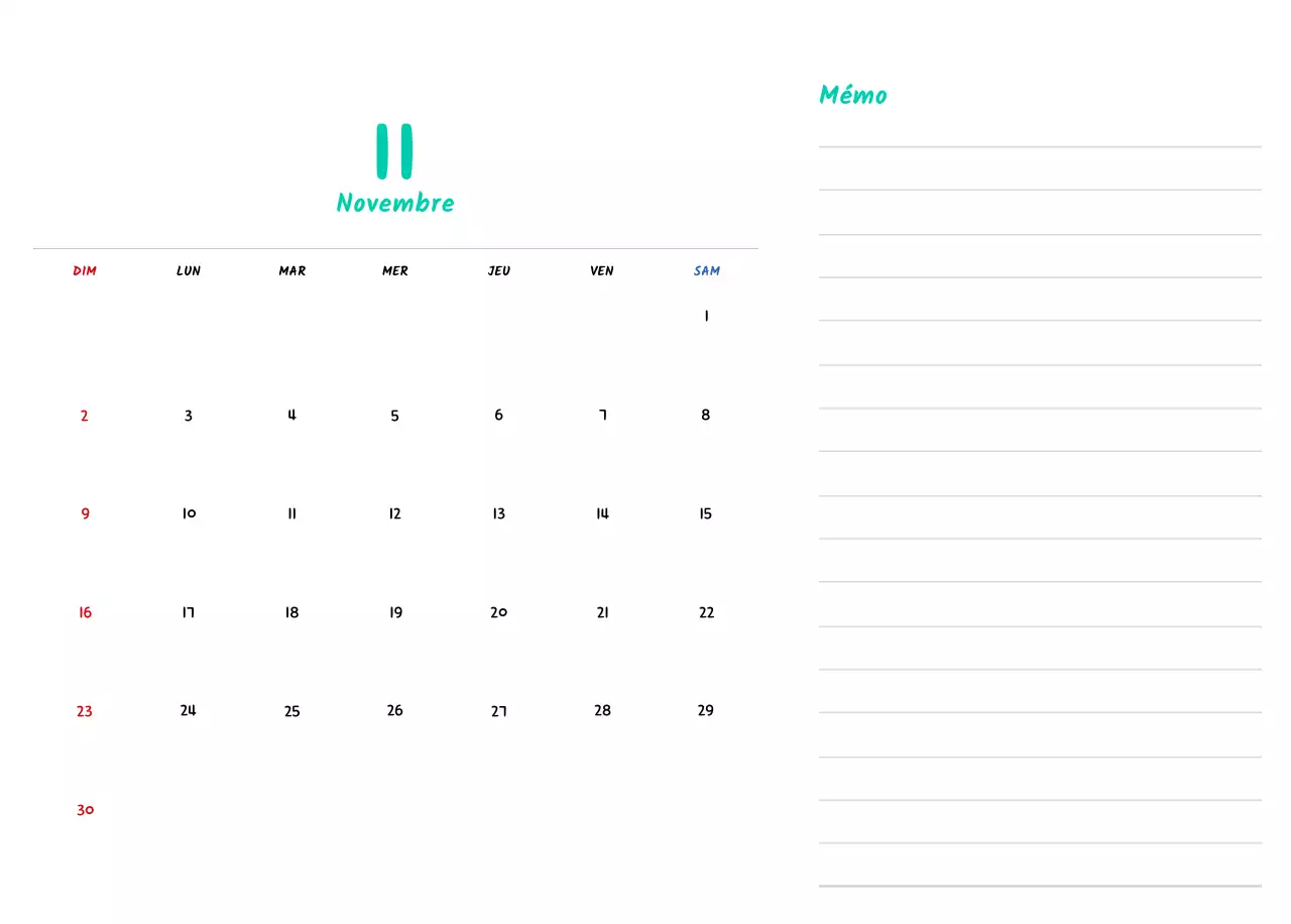 Calendrier du Nouvel An avec de jolies illustrations