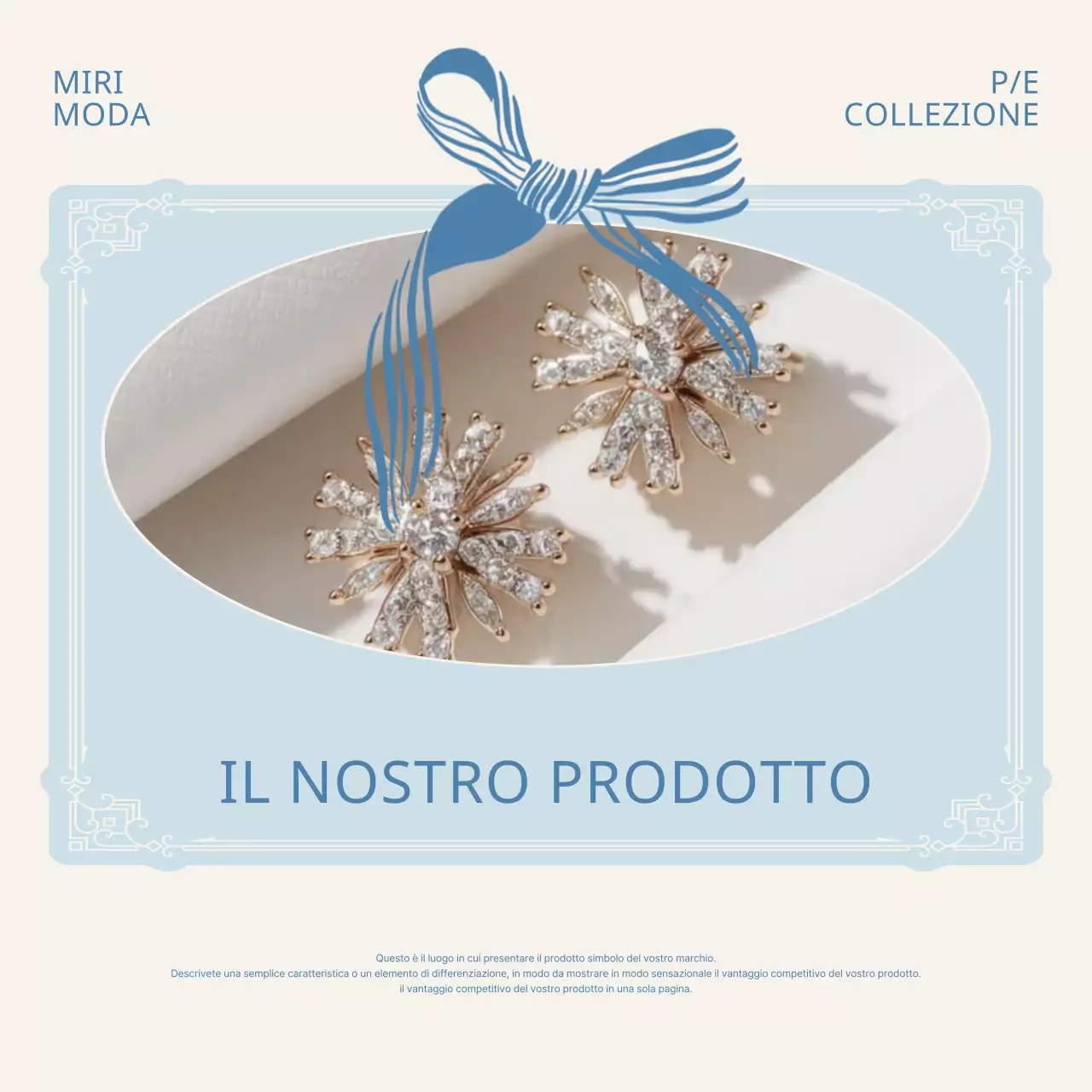 Accessori classici del marchio in avorio e azzurro