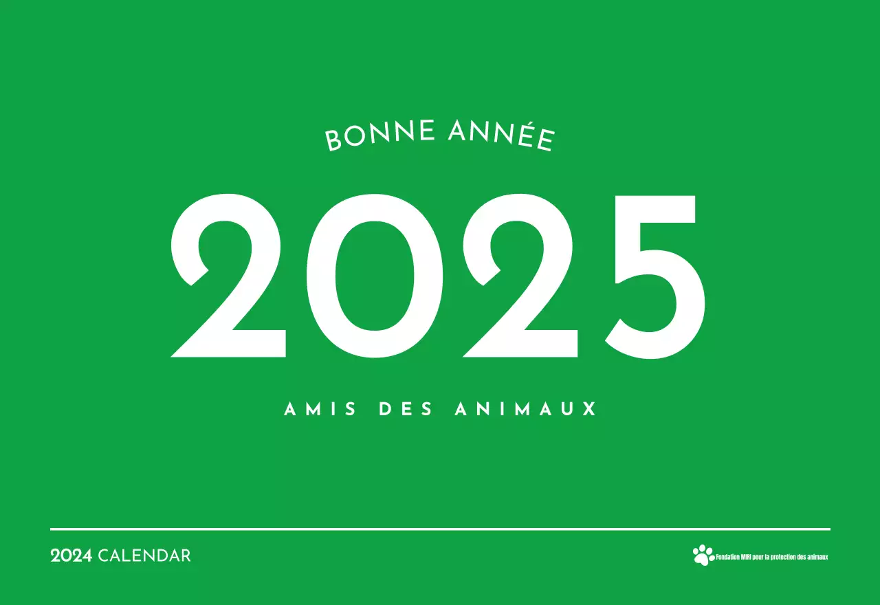 Un calendrier avec une photo de chiot et un message mignon dans une couleur verte.