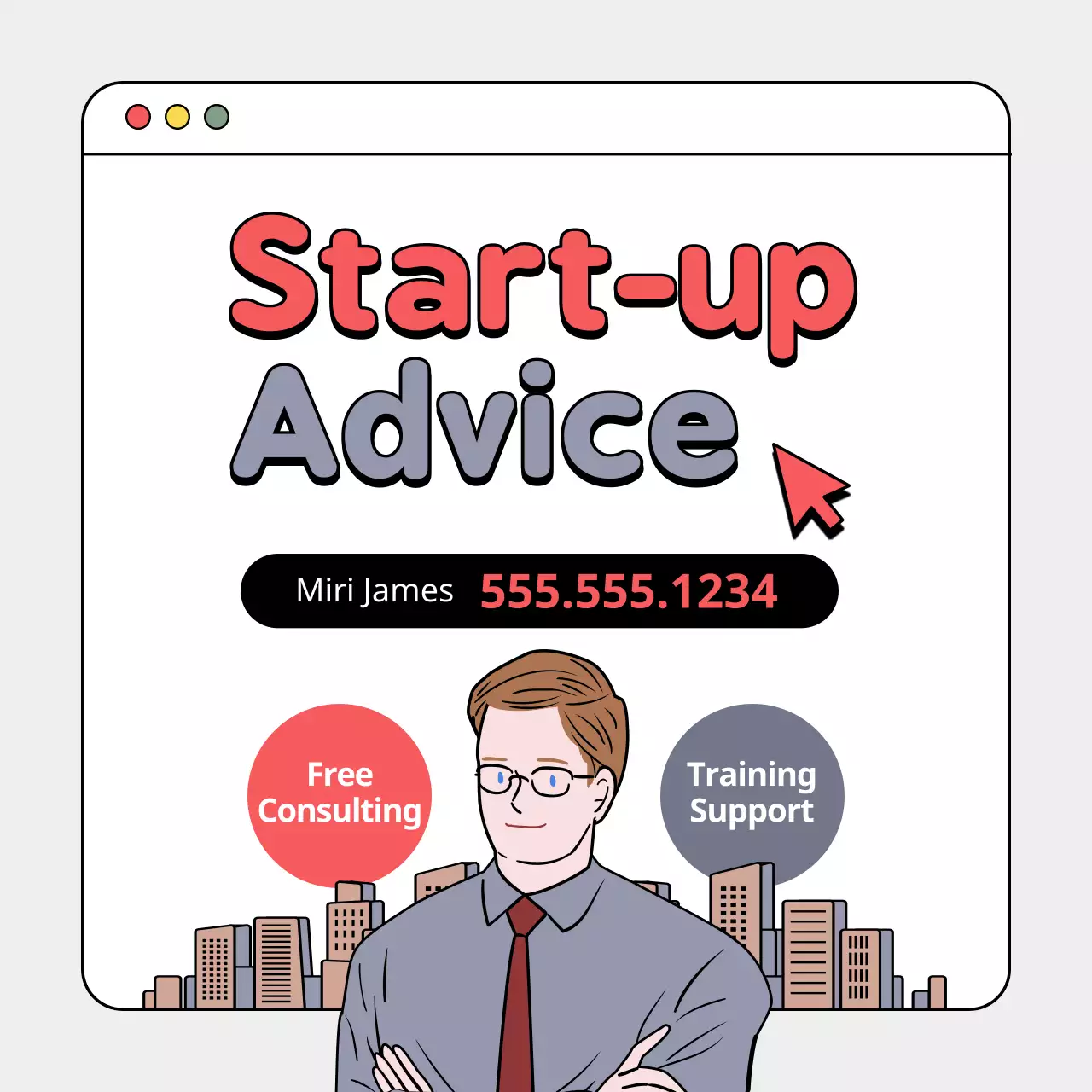 Red Minimal Startup Promotion Social Media Post