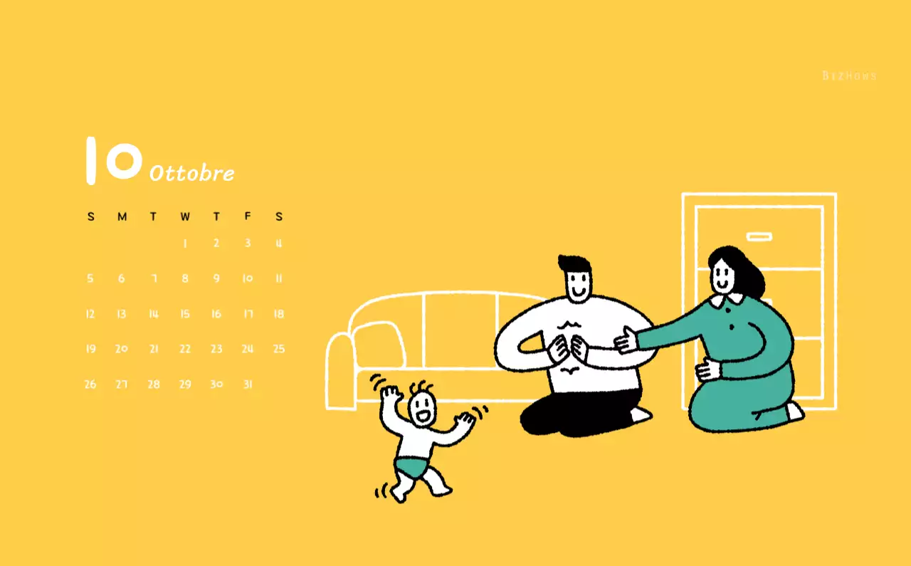 Calendario di Capodanno con simpatiche illustrazioni