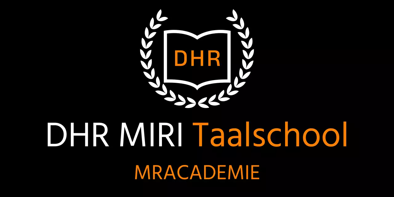 Taalschool met oranje en witte lauwerkransen