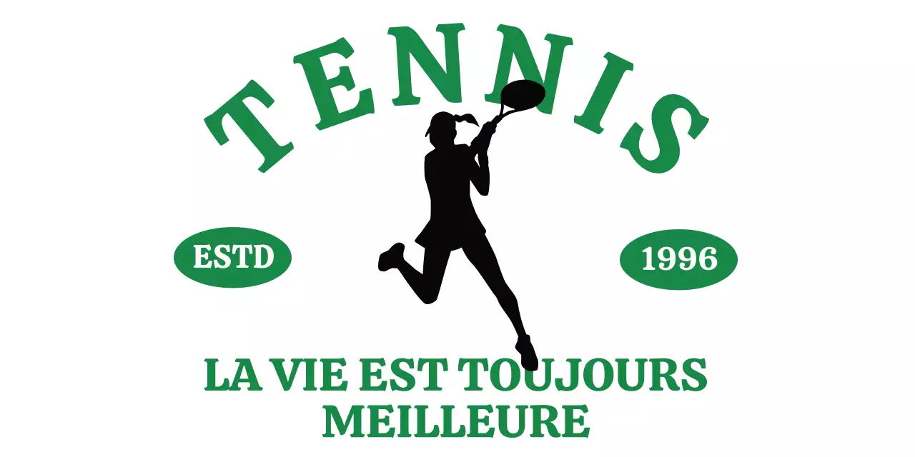 Club de tennis vert et noir à l'allure vintage