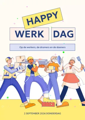 Promoot een moderne Amerikaanse Dag van de Arbeid in geel en mauve