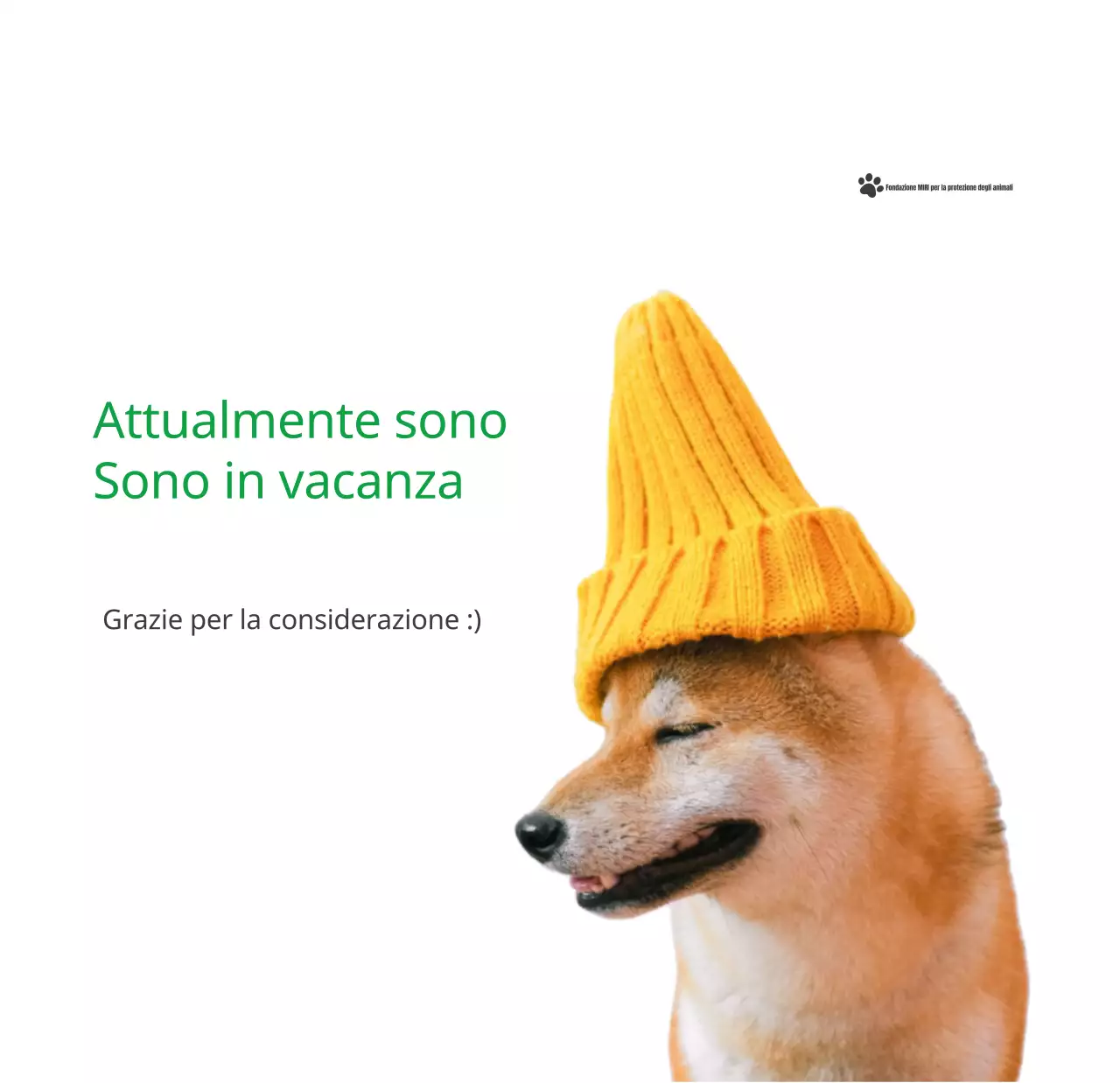 Un calendario con la foto di un cucciolo e un simpatico messaggio in colore verde.