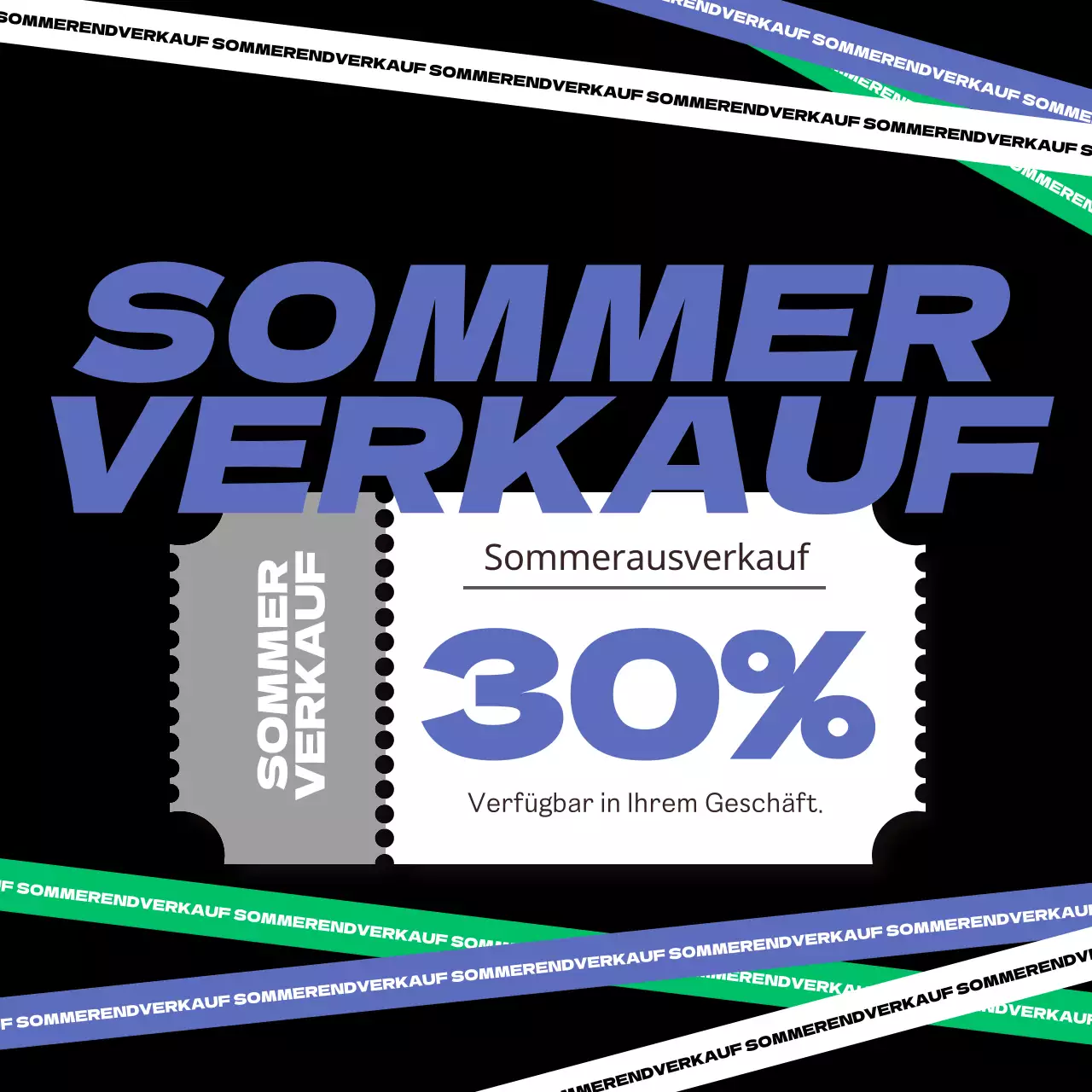 Eine Kollektion von Sommerverkäufen mit lila und grünen Akzenten