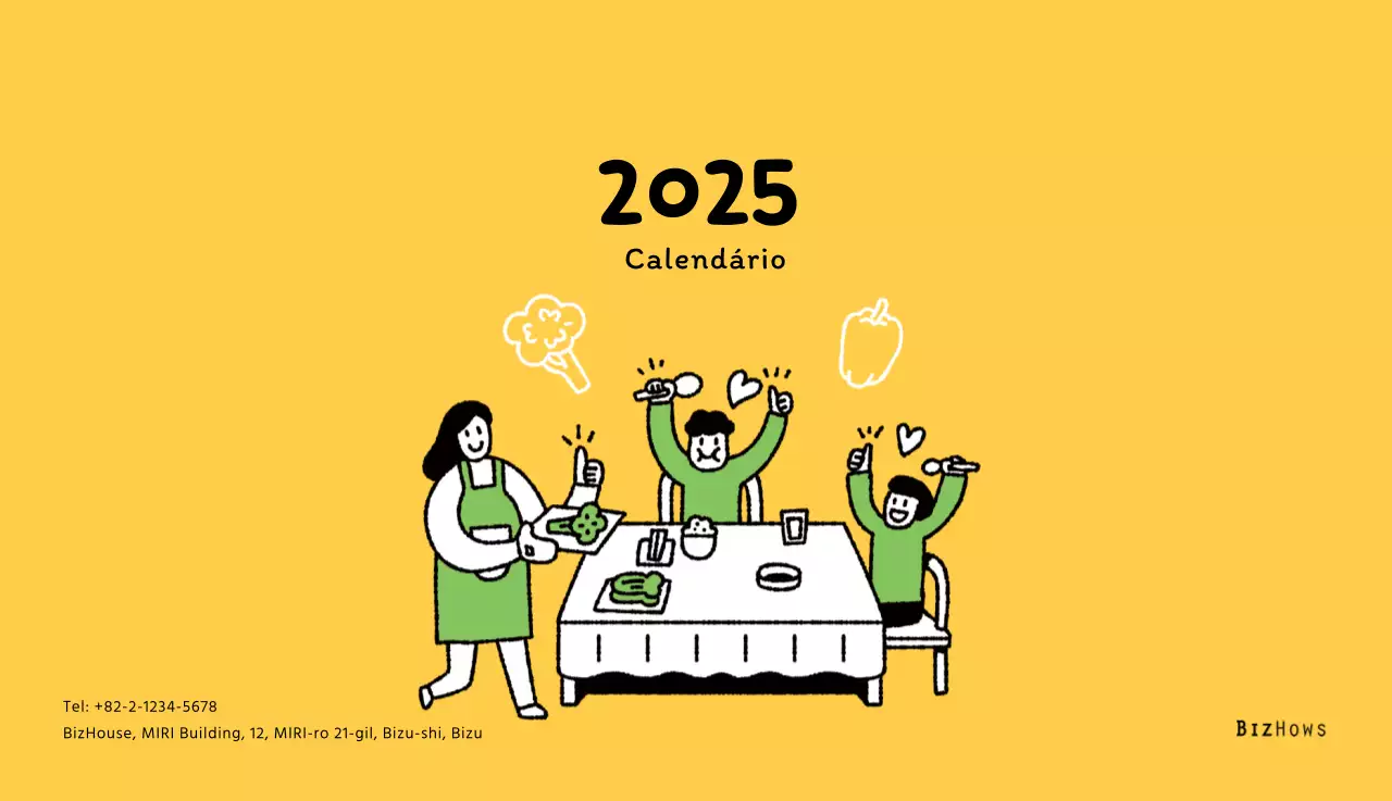 Calendário de Ano Novo com ilustrações giras