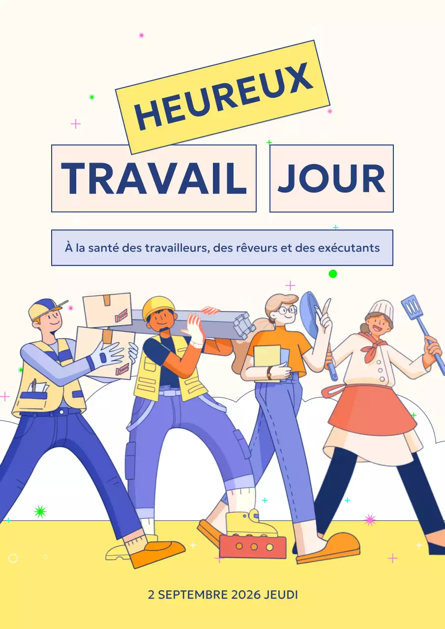 Promouvoir une fête du travail américaine moderne en jaune et mauve