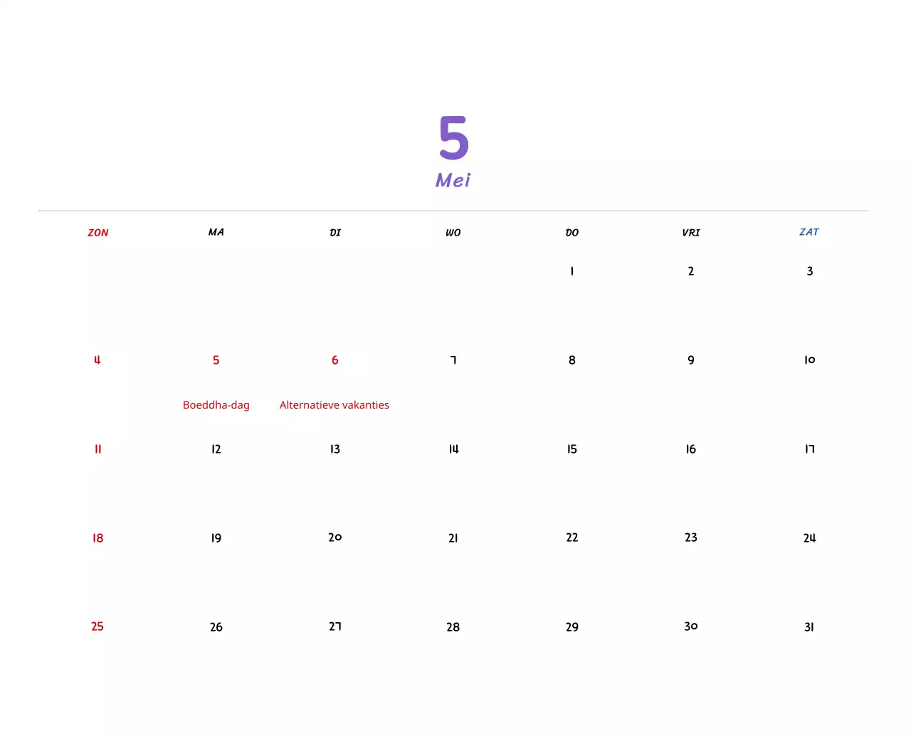 Nieuwjaarskalender met schattige illustraties