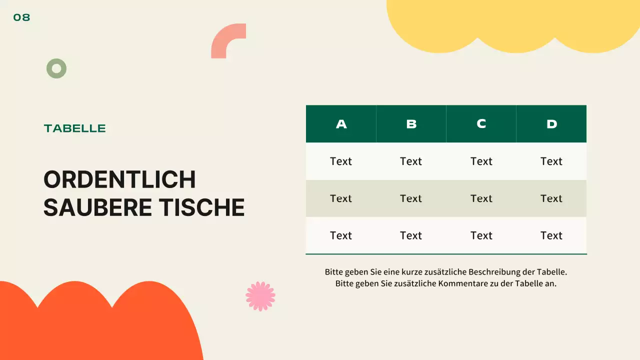 Kitschige Standard-Layout-Darstellung in Orange und Gelb