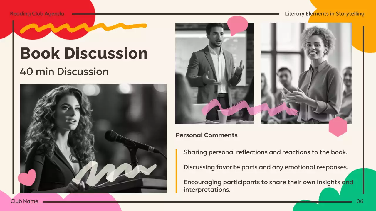 Colorful Modern Reading Agenda Presentation