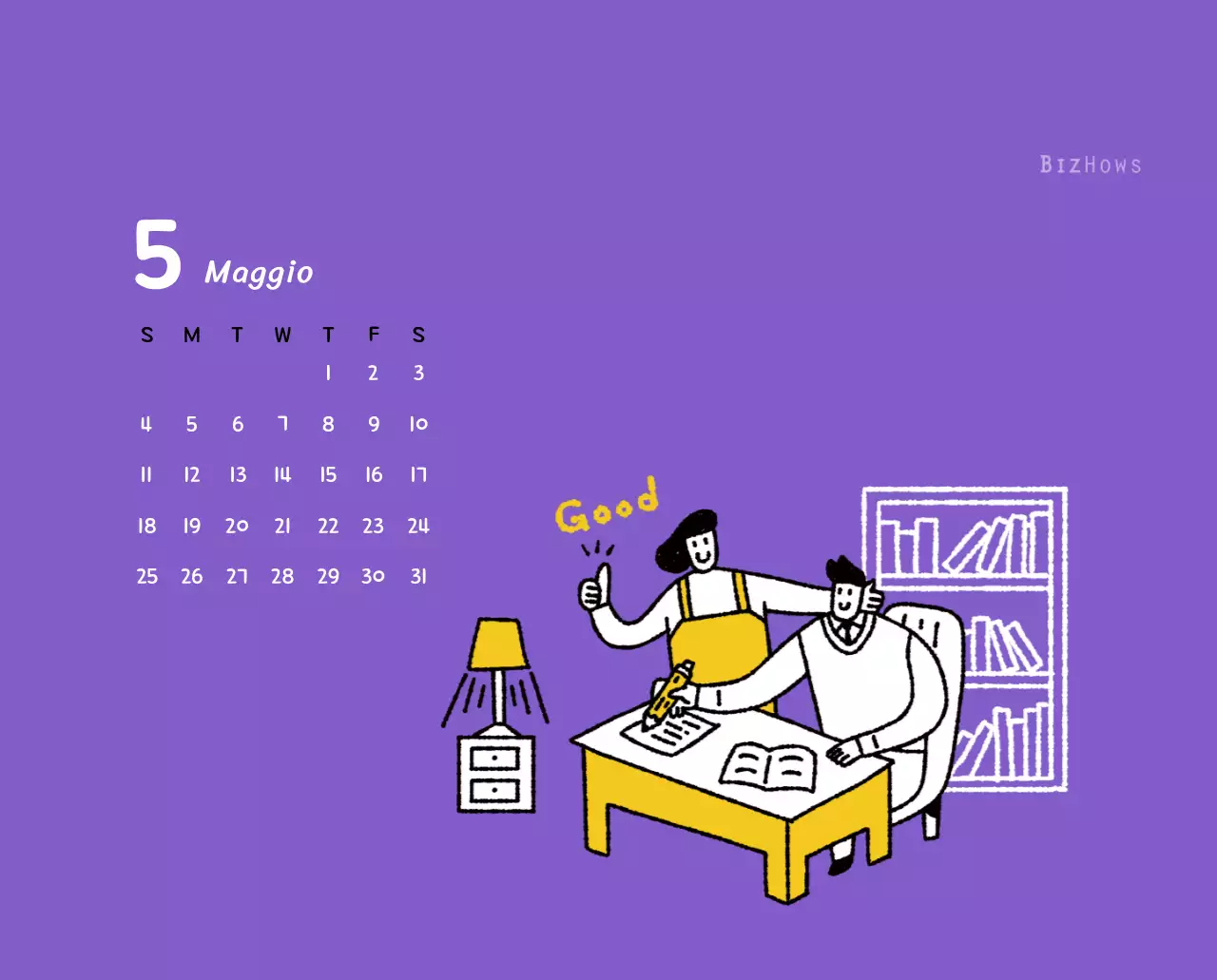 Calendario di Capodanno con simpatiche illustrazioni