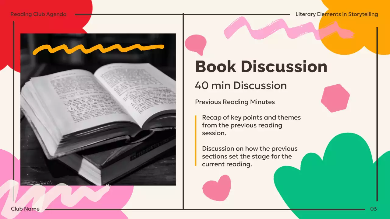 Colorful Modern Reading Agenda Presentation