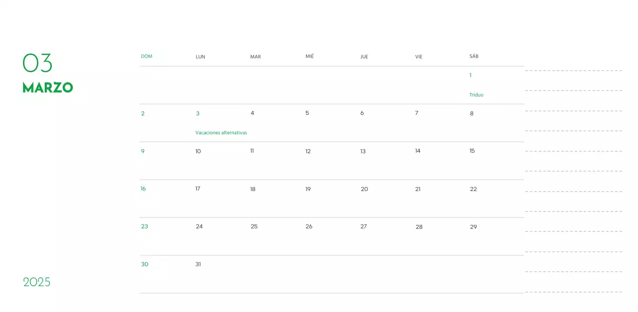 Un calendario con una foto de un cachorro y un bonito mensaje en color verde
